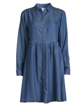 J. Crew Girls' Denim Button-Front Dress in Blue